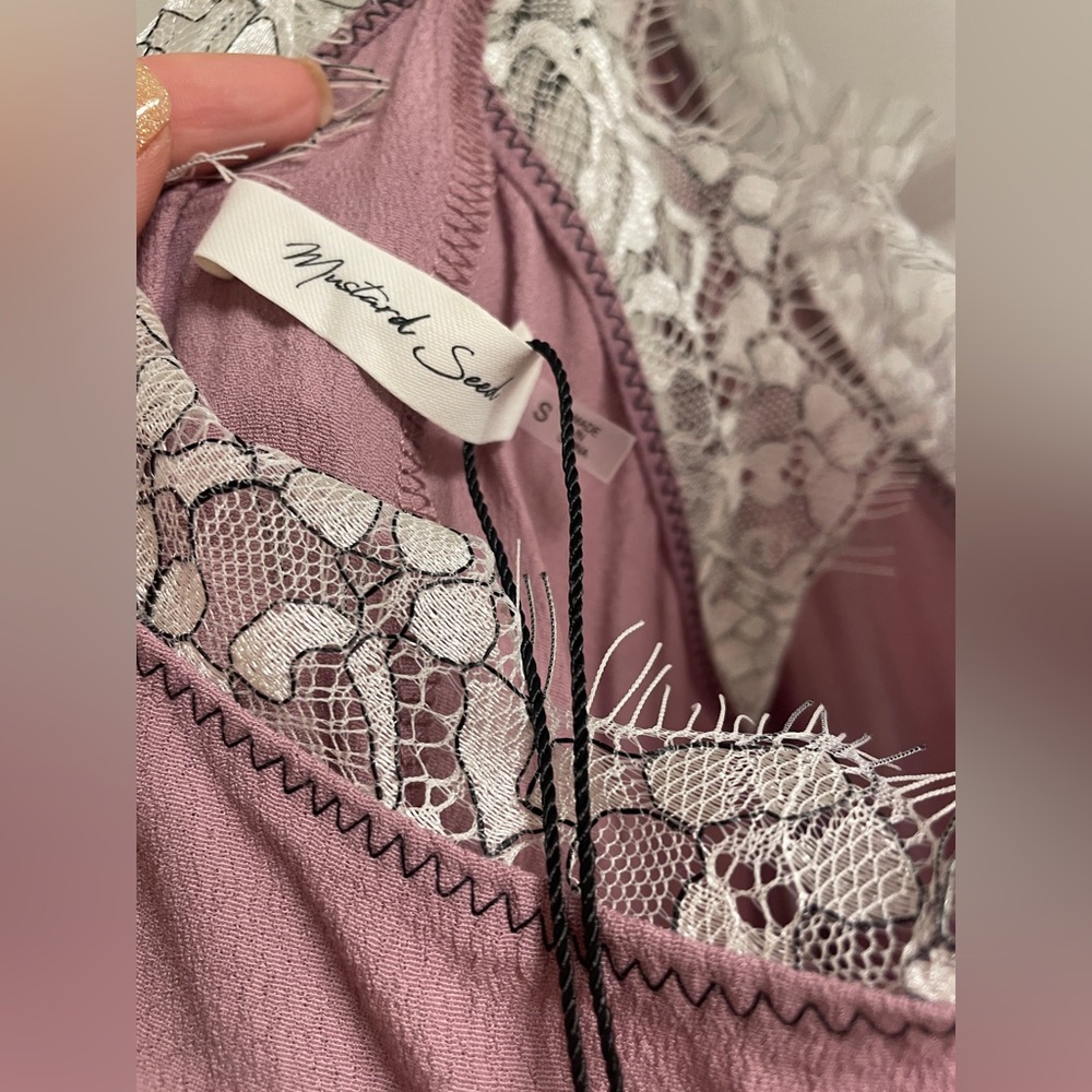 NWT Lace Trim Tank Top Mauve Small - Picture 5 of 5